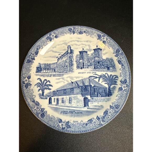 3 Alfred Meakin Blue Florida Souvenir Plates 7" - Picture 8 of 9